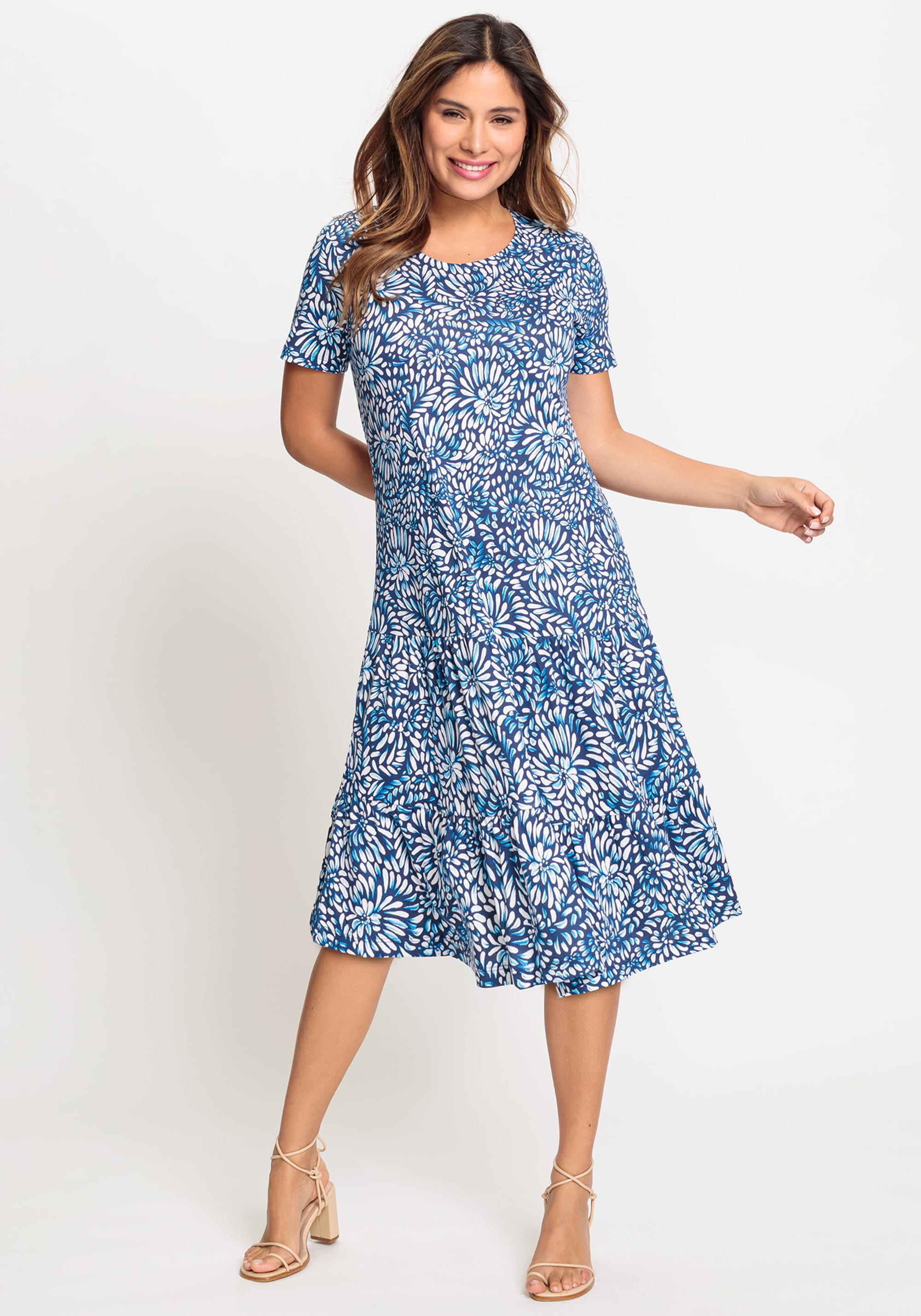Hudson & Haven™ | Cotton Short Sleeve Print Dress