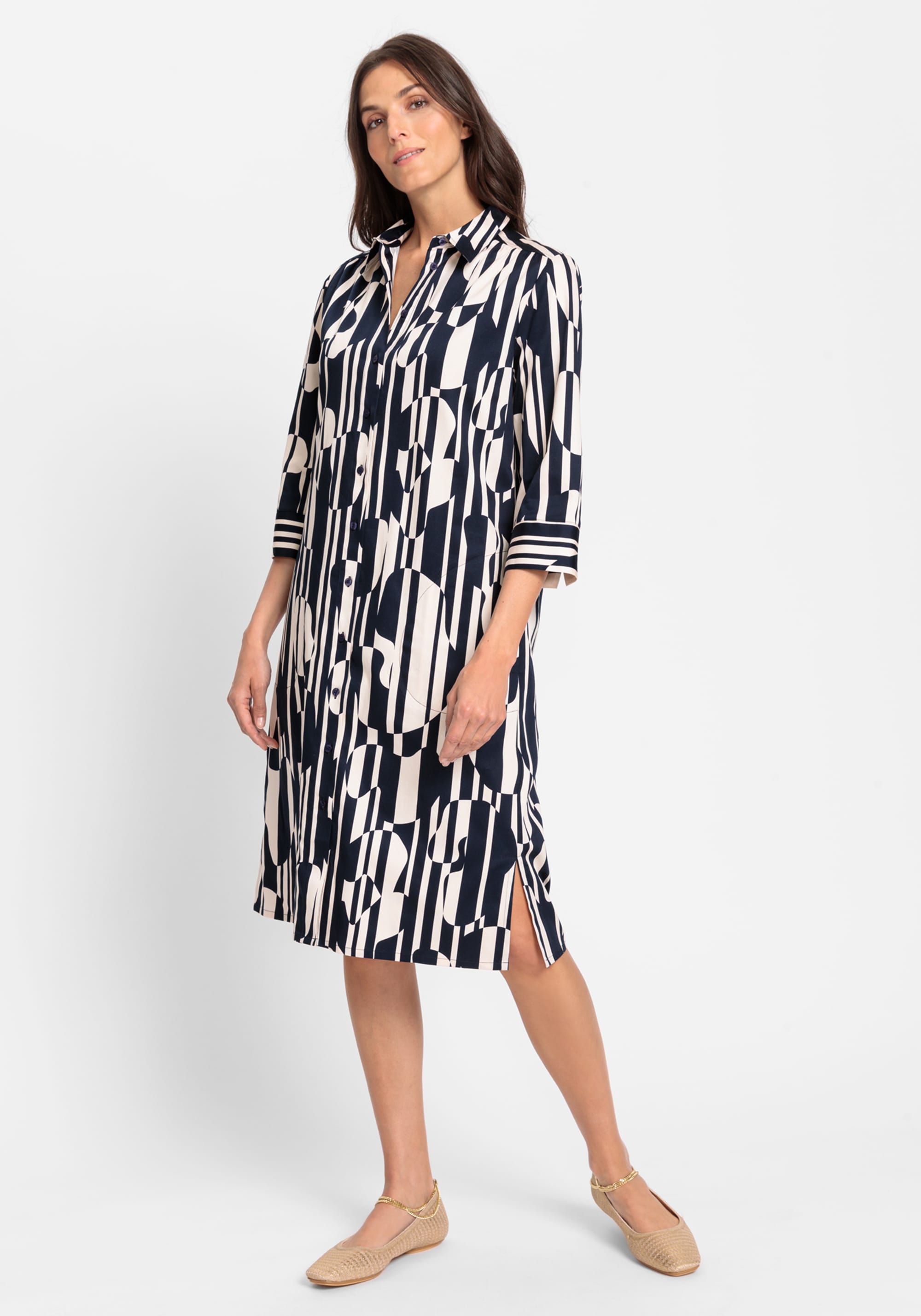 Hudson & Haven™ | 3/4 Sleeve Modern Graphic Shirt Dress