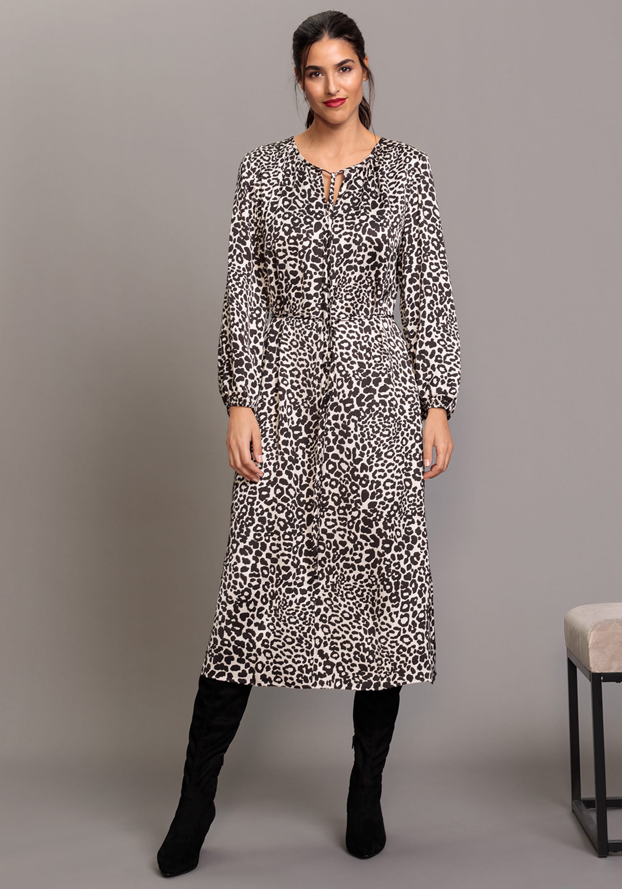 Hudson & Haven™ | 
Satin Effect Leo Midi Dress