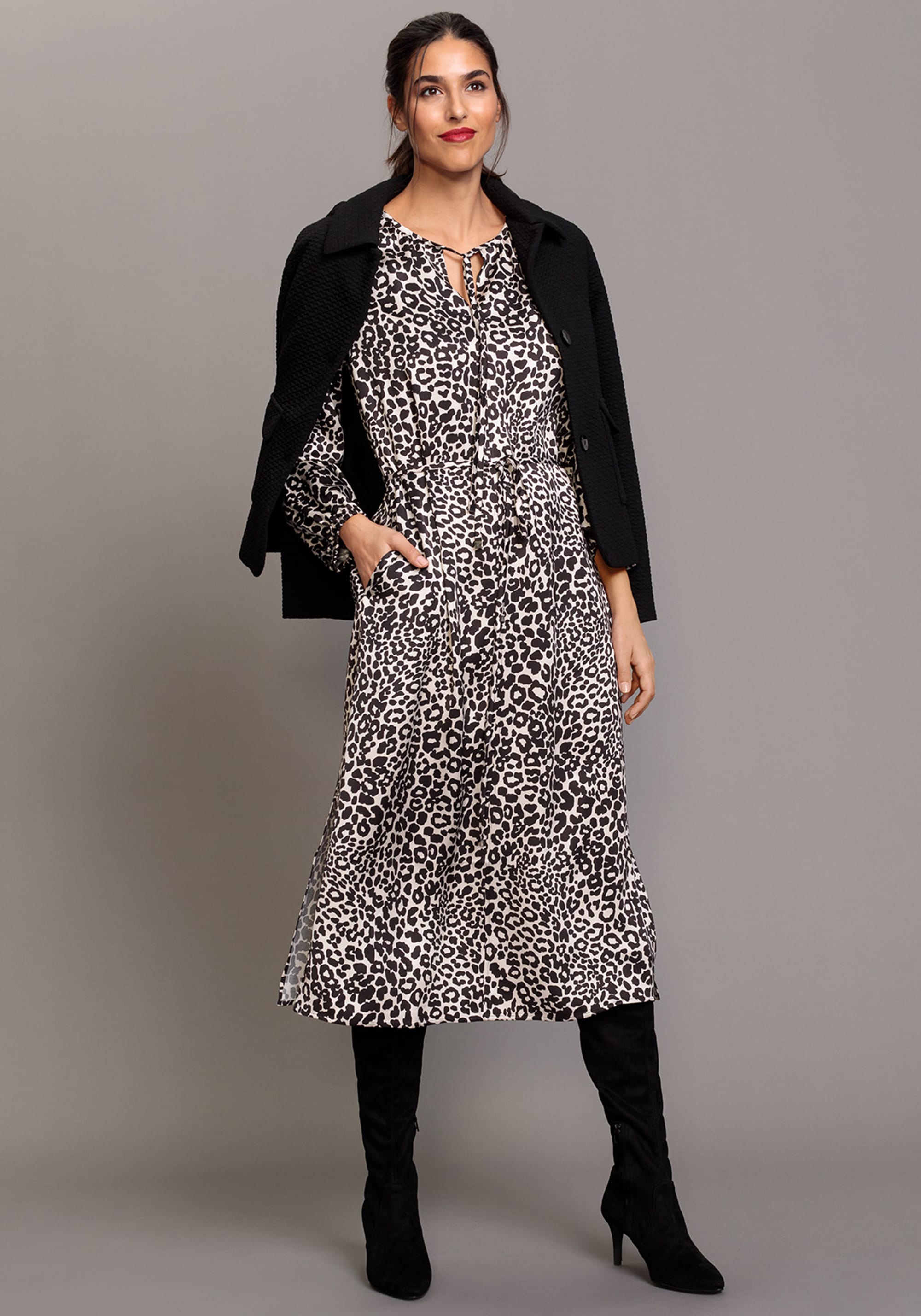 Hudson & Haven™ | 
Satin Effect Leo Midi Dress