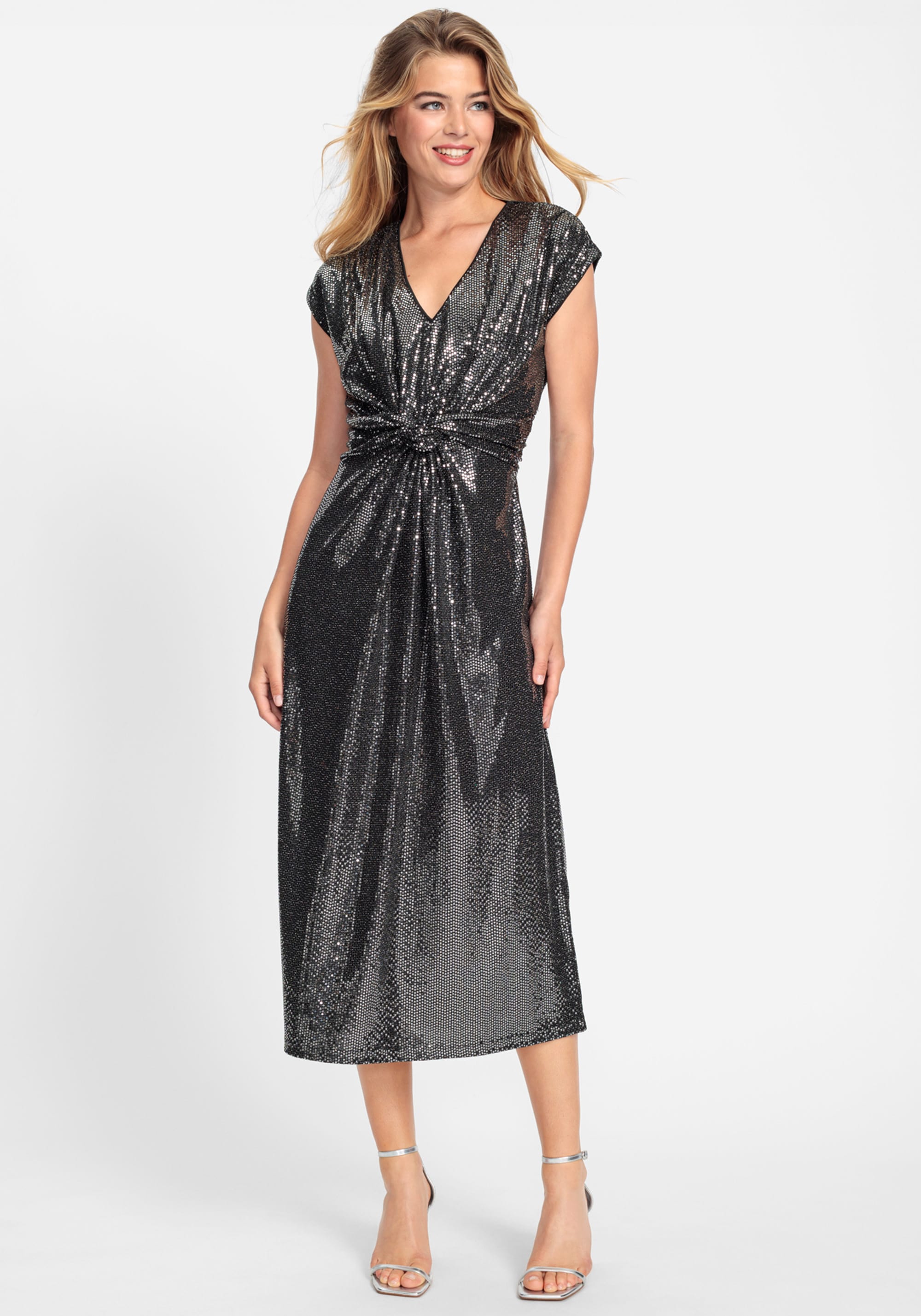Hudson & Haven™ | Silver Sequins Midi Dress
