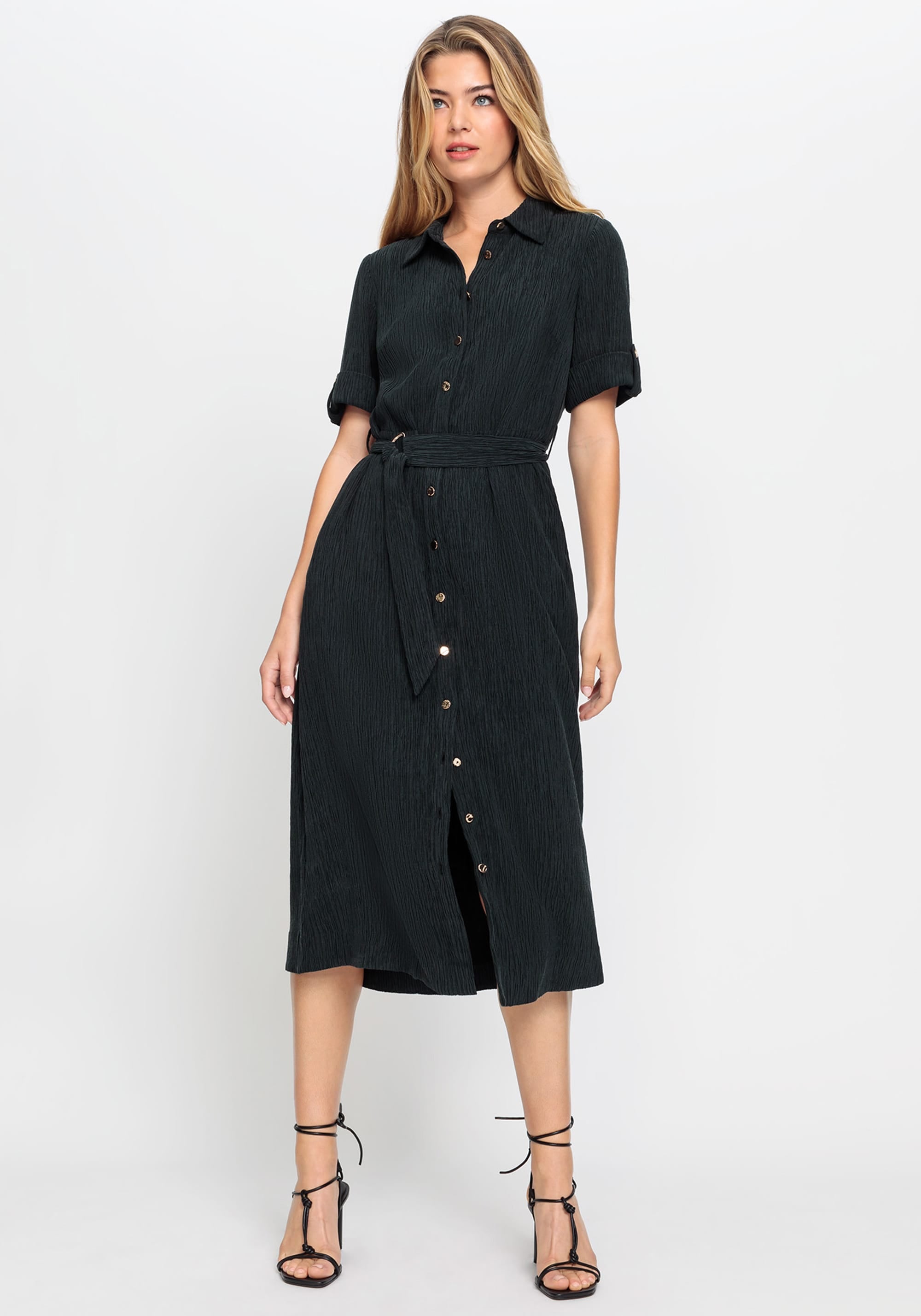 Hudson & Haven™ | Crinkle A-Line Shirt Dress