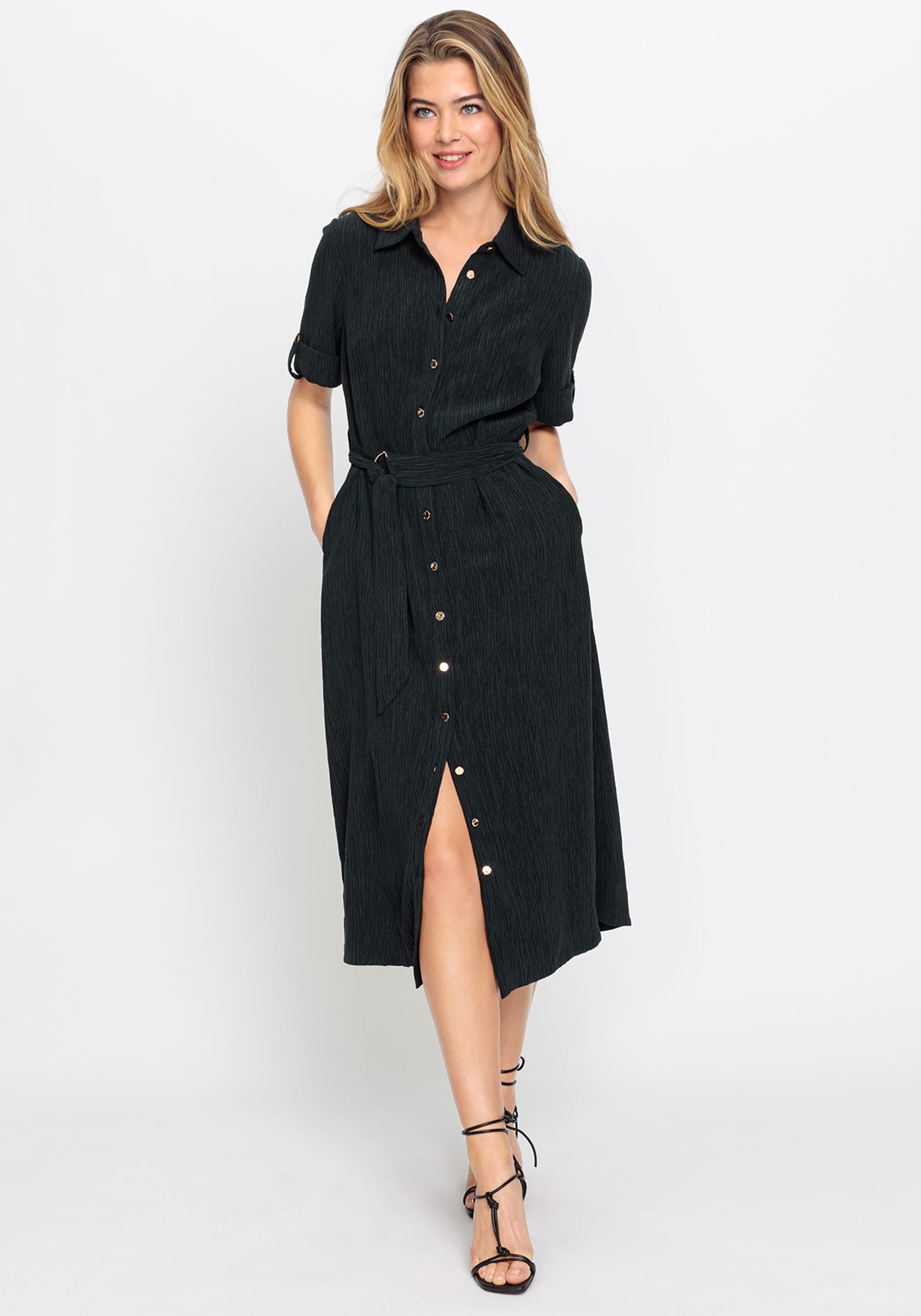 Hudson & Haven™ | Crinkle A-Line Shirt Dress