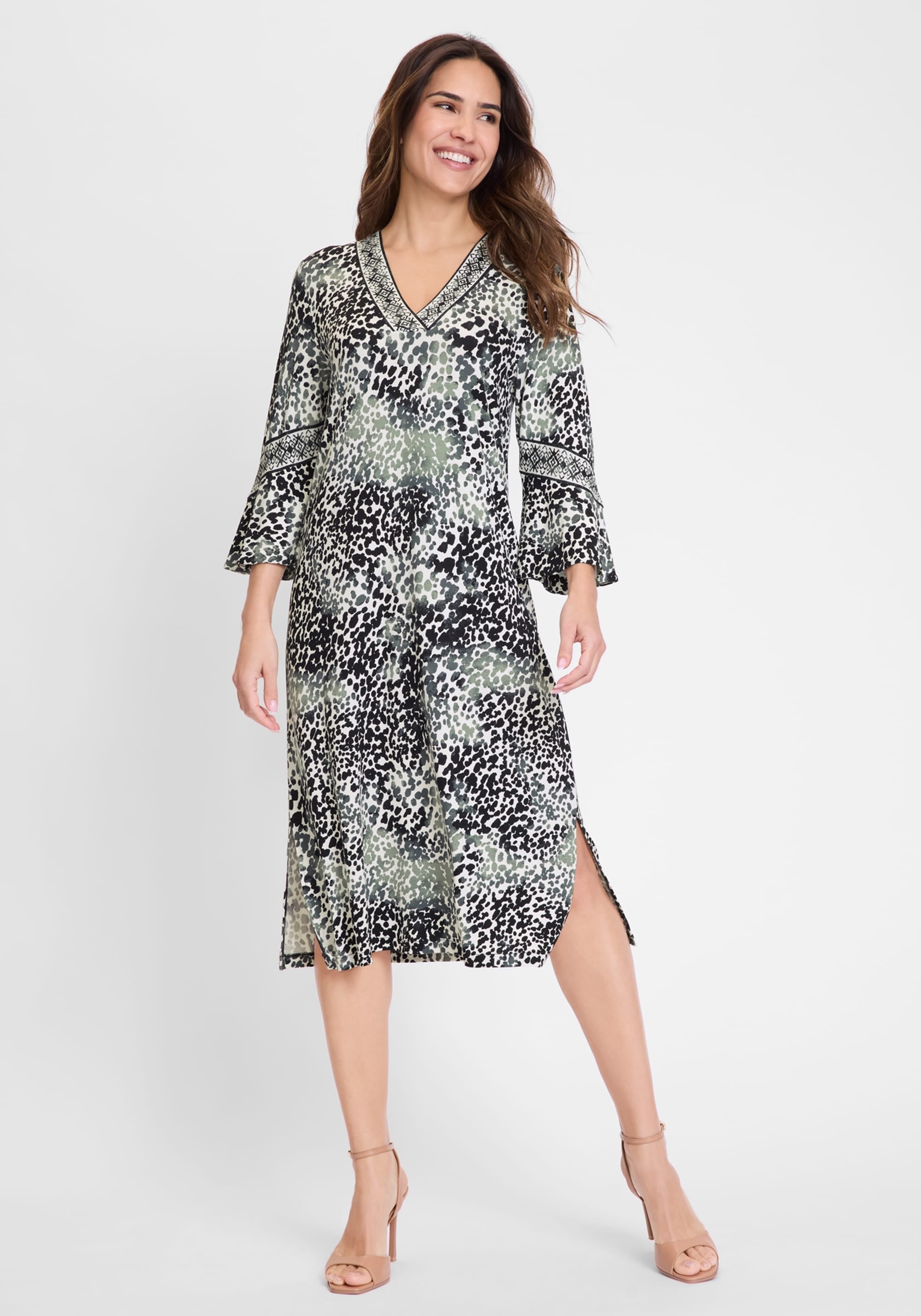 Hudson & Haven™ | Animal Print Bell Sleeve Dress