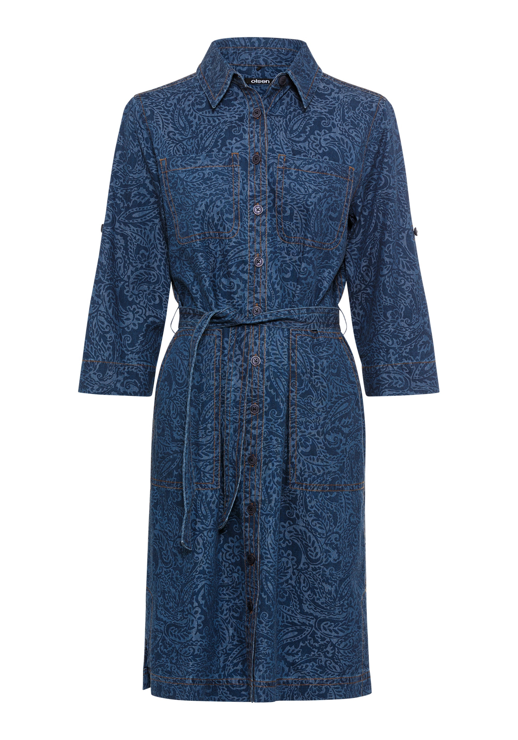 Hudson & Haven™ | Paisley Denim Shirt Dress