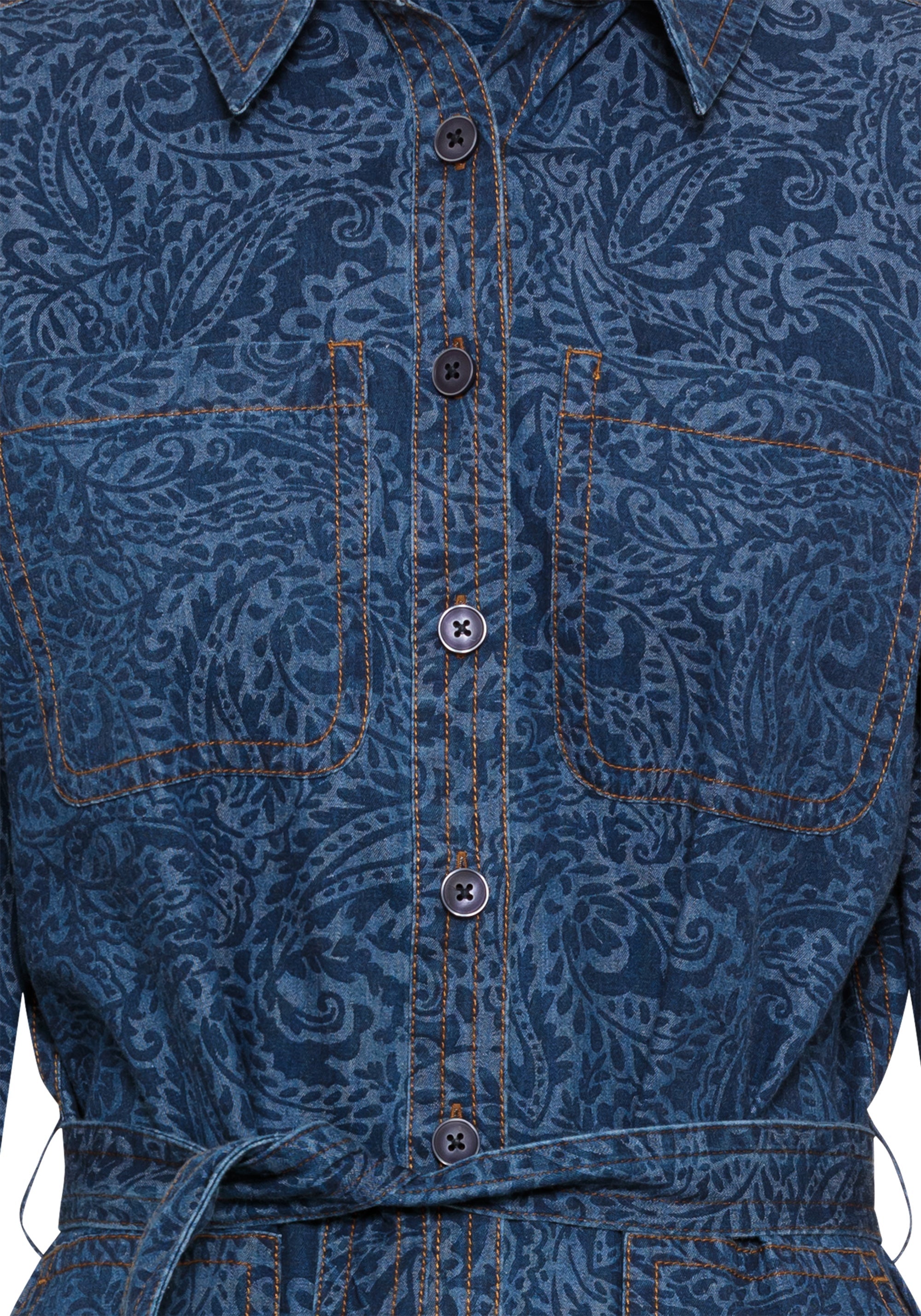Hudson & Haven™ | Paisley Denim Shirt Dress