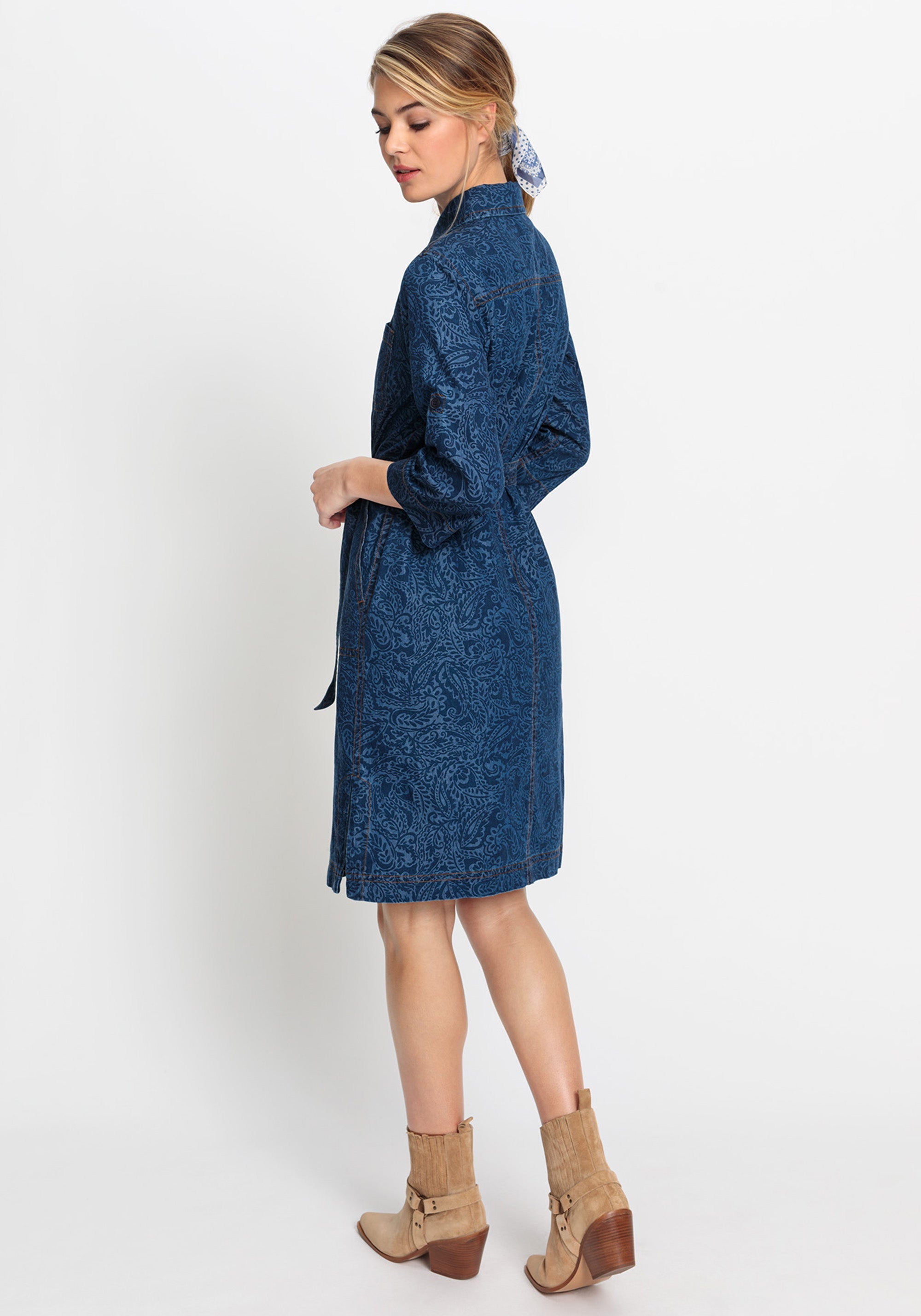Hudson & Haven™ | Paisley Denim Shirt Dress