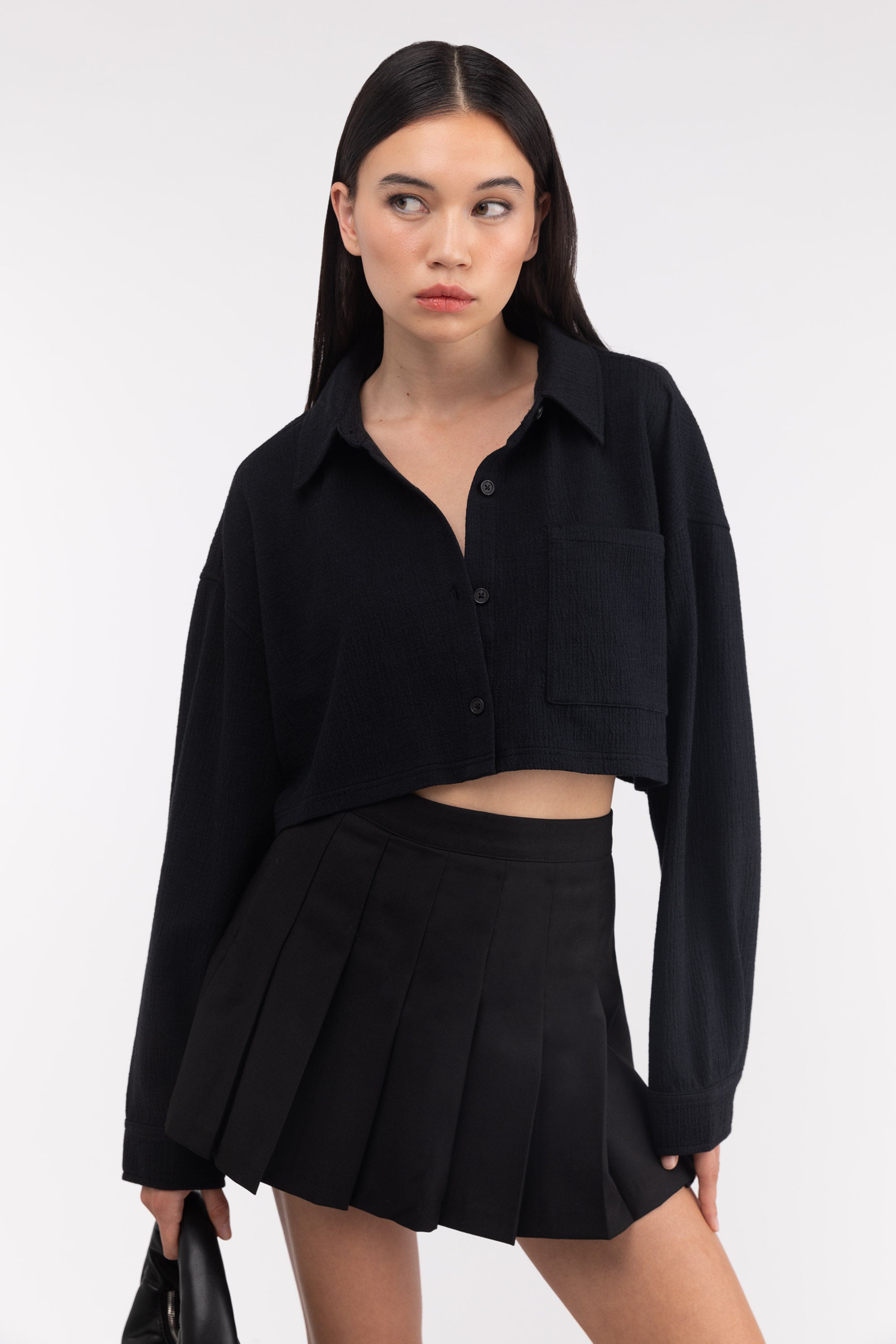 Hudson & Haven™ | CROPPED OVERSIZED SHIRT